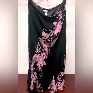 Dress Barn 2X Chiffon Pink Floral Beaded Flare long Skirt